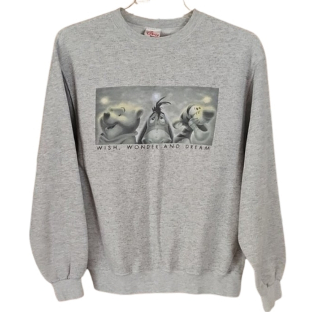 Vintage Disney Store Winnie‎ the Pooh Crewneck Sweatshirt Wish Wonder Dream M